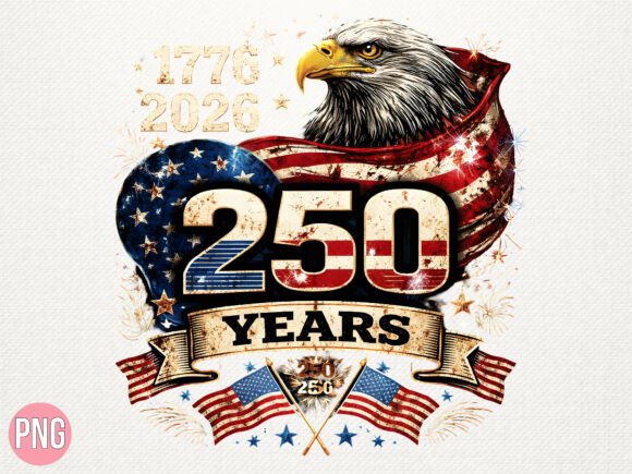 250 Years USA Anniversary Bald Eagle PNG: A Design Asset
