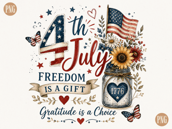 Celebrate with Style: The 4th of July Freedom is a Gift PNG