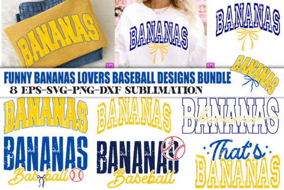 Funny Bananas Lovers Baseball PNG Bundle