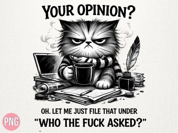 Funny Grumpy Office Cat Sarcastic PNG: Injecting Humor into Design