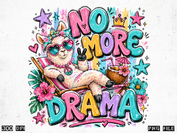 No More Drama Llama Funny PNG: A Design Asset for Visual Humor