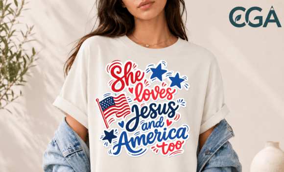 Patriotic Faith & Design: She Loves Jesus America Png