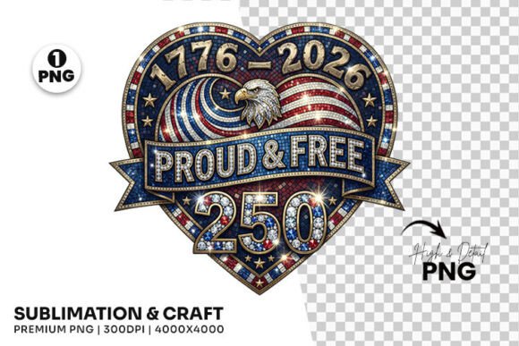 Proud and Free Heart 250th Eagle PNG: A Patriotic Design Asset