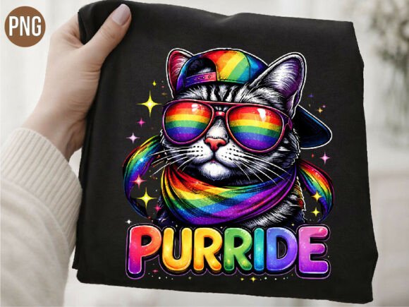 Rainbow Pride Cat Sunglasses Queer PNG: A Bold Design Asset
