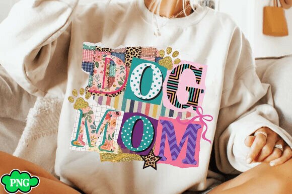 Retro Scrapbook Dog Mom PNG: Design & Creative Uses