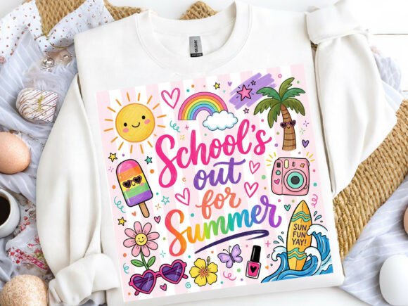 School's Out Summer Cute Doodle PNG: Vibrant Design Assets
