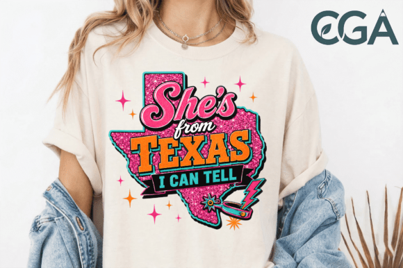 She's From Texas I Can Tell PNG: A Bold Graphic Design Asset