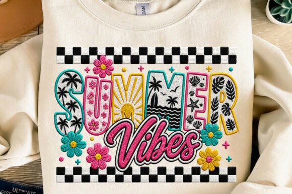 Summer Vibes Faux Embroidery PNG: A Design Asset for Impactful Branding