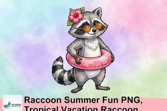 Tropical Vacation Raccoon: A Splash of Summer Fun in Your Designs